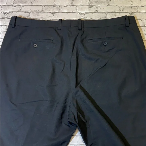 Theory mens 40x31 black solid wool blend flat front dress pants made in Japan